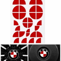 BMW klistermärken för emblem i rosa design – appliceras på befintliga emblem, ratt och fälgemblem för en sportig BMW-look.