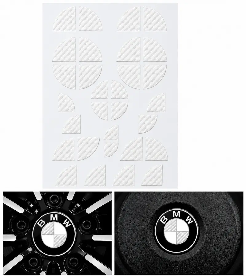 BMW Klistermärken För Emblem Vit Kolfiber
